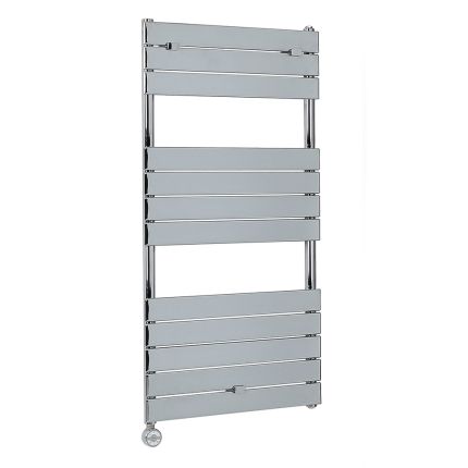 Milano x ECOSO Electric Lustro - Designer Chrome Flat Panel Heated Towel Rail - 1213mm x 600mm  - with Thermostatic Wi-Fi Heating Element
