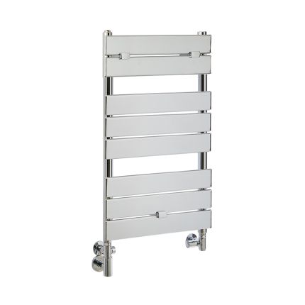 Milano Lustro Dual Fuel - Designer Chrome Flat Panel Heated Towel Rail - 840mm x 450mm