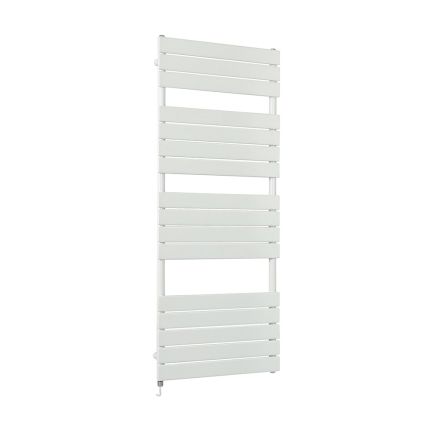 Milano x ECOSO Lustro - Electric Designer White Flat Panel Heated Towel Rail - Choice of Size, Heating Element and Cable Cover
