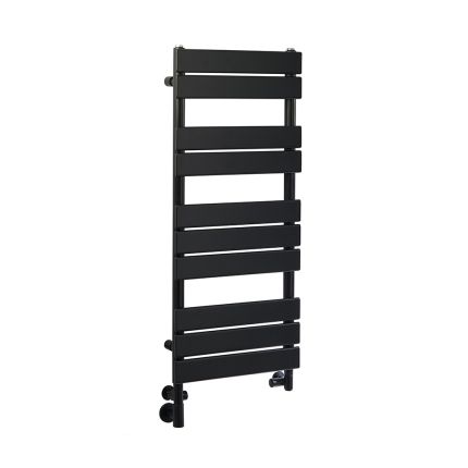 Milano Lustro Dual Fuel - Designer Black Flat Panel Heated Towel Rail - 975mm x 450mm