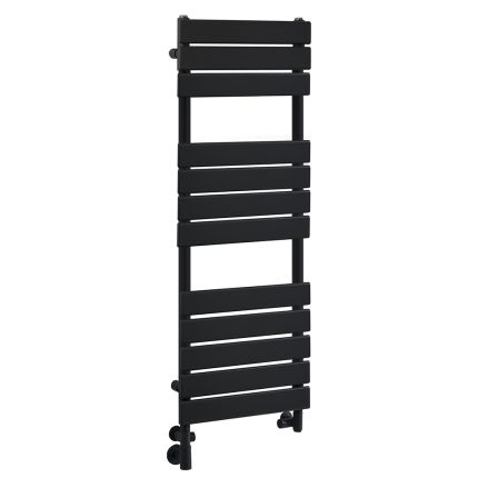 Milano Lustro Dual Fuel - Designer Black Flat Panel Heated Towel Rail - 1200mm x 450mm