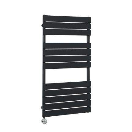 Milano x ECOSO Lustro Electric - Designer Black Flat Panel Heated Towel Rail - 1200mm x 600mm -with Thermostatic Wi-Fi Heating Element