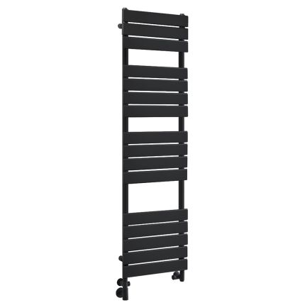 Milano Lustro Dual Fuel - Designer Black Flat Panel Heated Towel Rail - 1500mm x 450mm