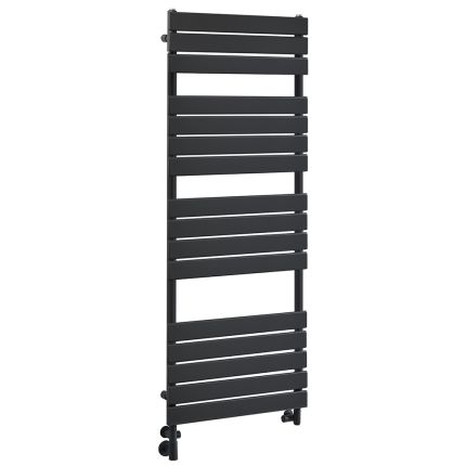 Milano Lustro Dual Fuel - Designer Black Flat Panel Heated Towel Rail - 1500mm x 600mm