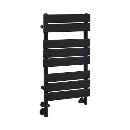 Milano Lustro Dual Fuel - Designer Black Flat Panel Heated Towel Rail - 825mm x 450mm