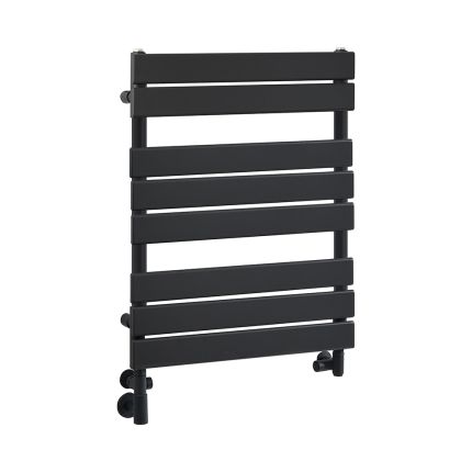 Milano Lustro Dual Fuel - Designer Black Flat Panel Heated Towel Rail - 825mm x 600mm