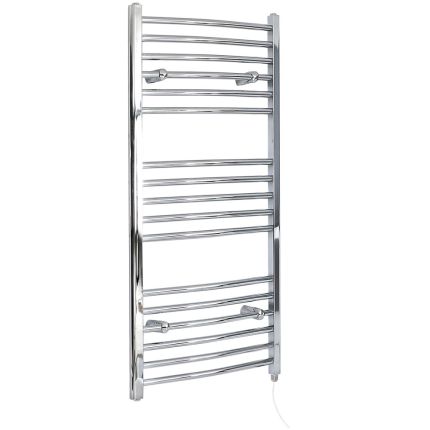 Milano Kent Electric - Curved Chrome Heated Towel Rail 1200mm x 500mm