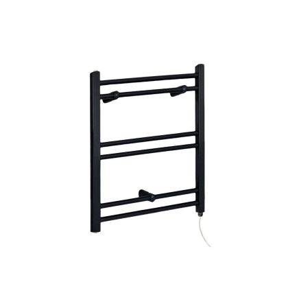Milano Nero Electric - Straight Matt Black Heated Towel Rail 600mm x 400mm