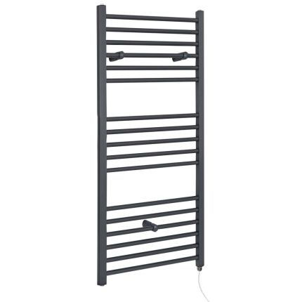 Milano Artle Electric - Straight Anthracite Heated Towel Rail 1200mm x 400mm