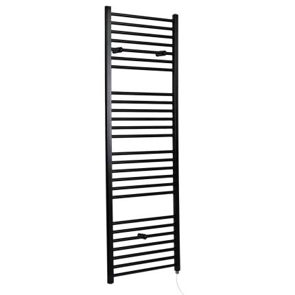 Milano Nero Electric - Straight Matt Black Heated Towel Rail 1800mm x 400mm