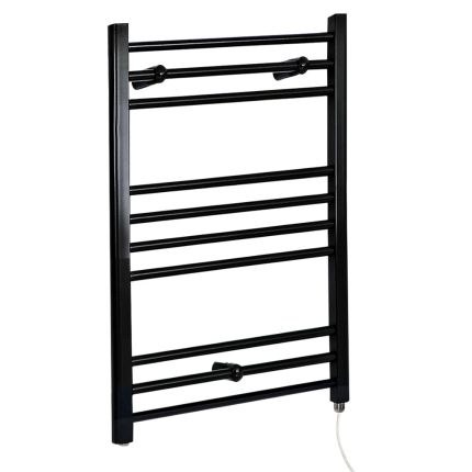 Milano Nero Electric - Straight Matt Black Heated Towel Rail 800mm x 600mm