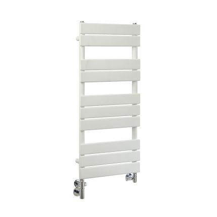 Milano Lustro Dual Fuel - Designer White Flat Panel Heated Towel Rail - 975mm x 450mm