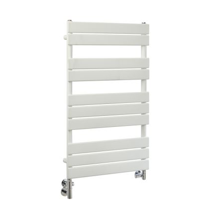 Milano Lustro Dual Fuel - Designer White Flat Panel Heated Towel Rail - 975mm x 600mm