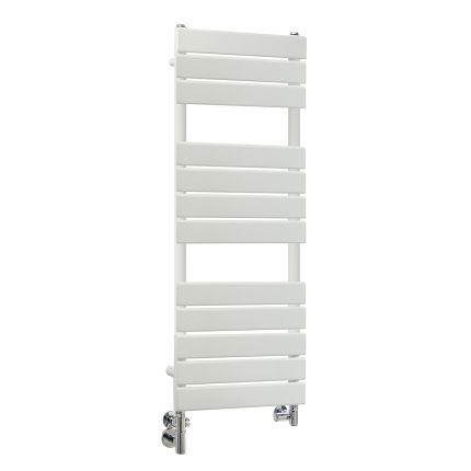Milano Lustro Dual Fuel - Designer White Flat Panel Heated Towel Rail - 1200mm x 450mm