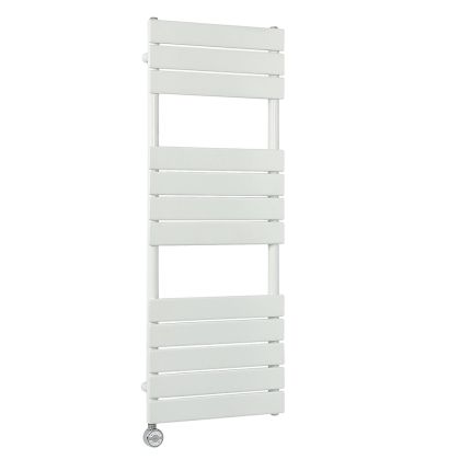 Milano x ECOSO Lustro Electric - Designer White Flat Panel Heated Towel Rail - 1200mm x 450mm  - with Thermostatic Wi-Fi Heating Element