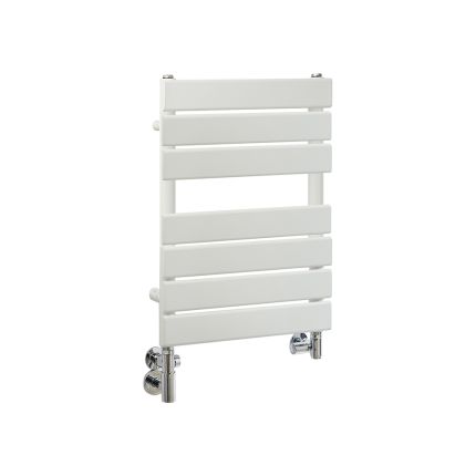 Milano Lustro Dual Fuel - Designer White Flat Panel Heated Towel Rail - 600mm x 400mm