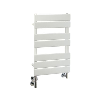 Milano Lustro Dual Fuel - Designer White Flat Panel Heated Towel Rail - 825mm x 450mm