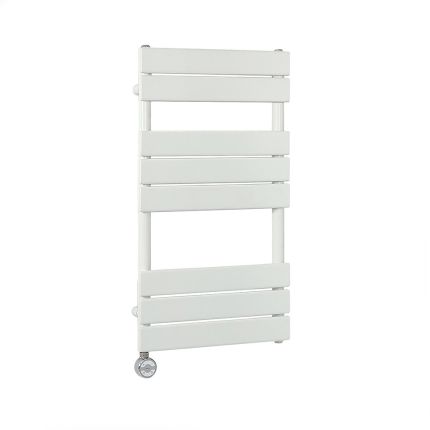 Milano x ECOSO Lustro Electric - Designer White Flat Panel Heated Towel Rail  - 825mm x 450mm - with Thermostatic Wi-Fi Heating Element