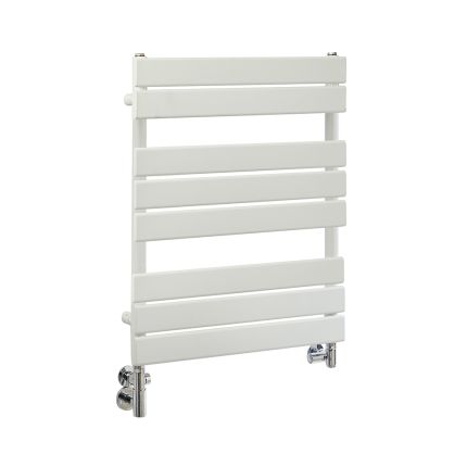 Milano Lustro Dual Fuel - Designer White Flat Panel Heated Towel Rail - 825mm x 600mm