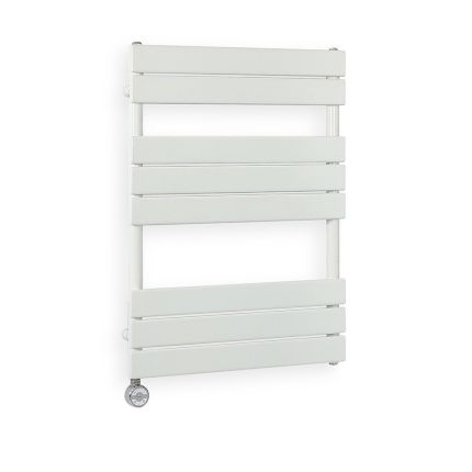 Milano x ECOSO Lustro Electric - Designer White Flat Panel Heated Towel Rail - 825mm x 600mm  - with Thermostatic Wi-Fi Heating Element