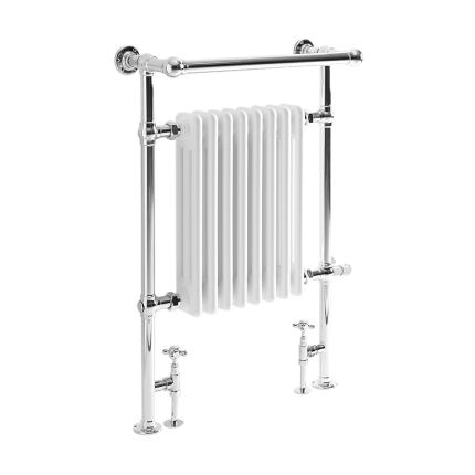 Milano Elizabeth - White Traditional Dual Fuel Heated Towel Rail - 930mm x 620mm (With Overhanging Rail) - Choice of Wi-Fi Thermostat and Cable Cover