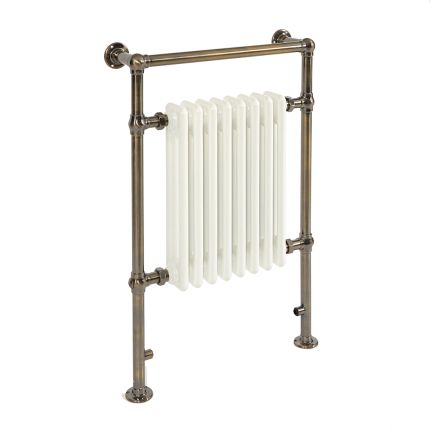 Milano Elizabeth - Dark Brushed Brass Traditional Heated Towel Rail - 930mm x 620mm