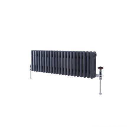 Milano Windsor - Anthracite Traditional Horizontal Triple Column Radiator - 300mm x 1010mm