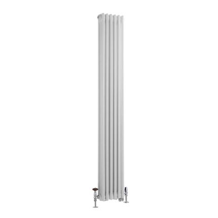 Milano Windsor - White Traditional Vertical Dual Fuel Triple Column Radiator - 1800mm x 290mm - Choice of Valve and Wi-Fi Thermostat