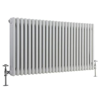 Milano Windsor - Horizontal Triple Column White Traditional Cast Iron Style Radiator - 600mm x 1190mm