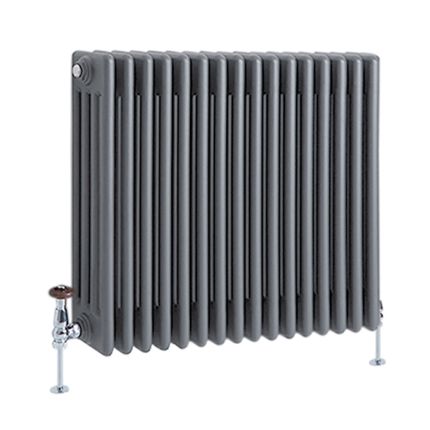 Milano Windsor - Horizontal Four Column Anthracite Traditional Cast Iron Style Radiator - 600mm x 785mm