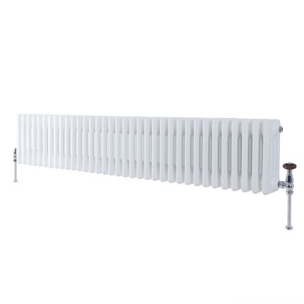 Milano Windsor - White Traditional Horizontal Four Column Radiator - 300mm x 1595mm