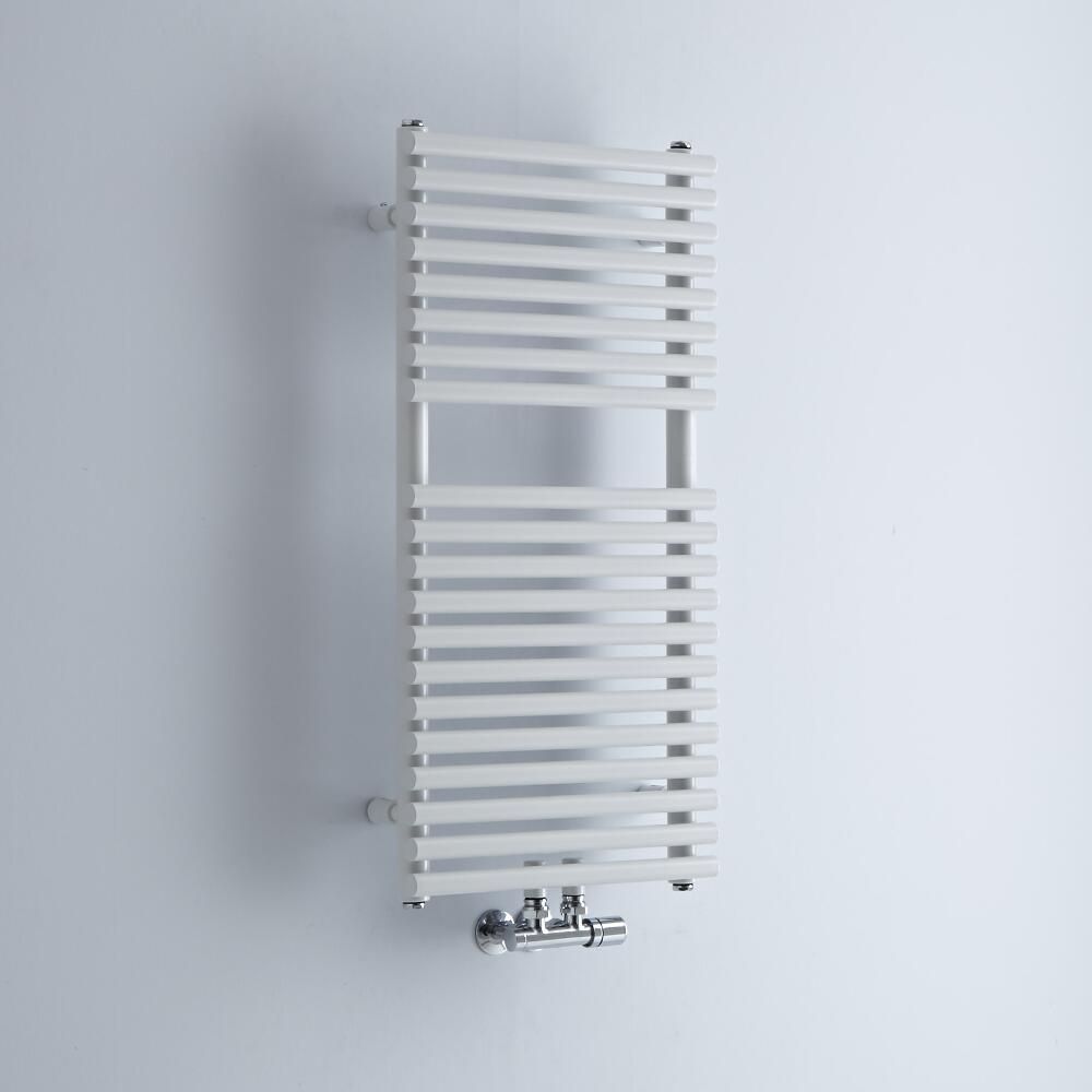 Milano Via - White Bar on Bar Central Connection Heated Towel Rail 835mm x 400mm