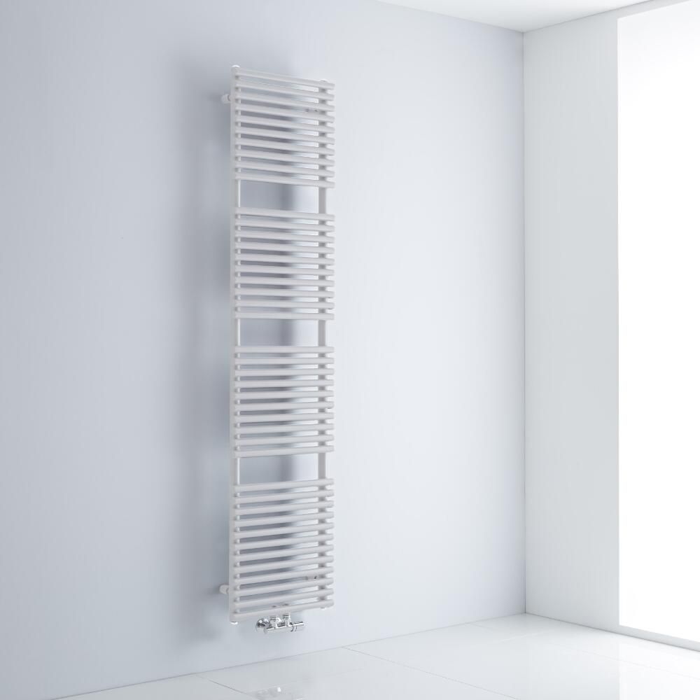 Milano Via - White Bar on Bar Central Connection Heated Towel Rail 1823mm x 400mm