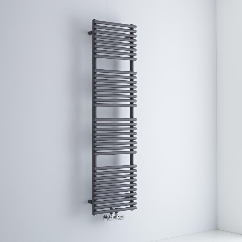 Milano Via - Anthracite Bar on Bar Central Connection Heated Towel Rail 1521mm x 400mm