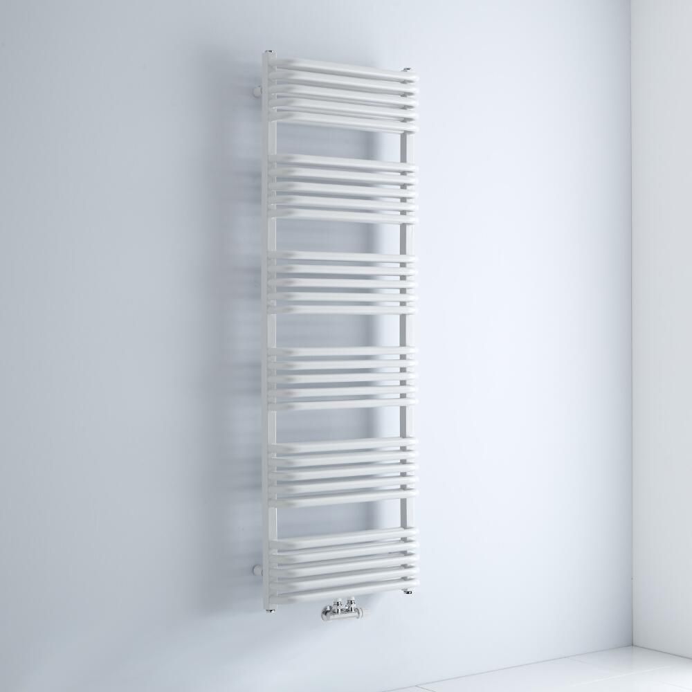 Milano Bow - White D Bar Central Connection Heated Towel Rail 1533mm x 500mm