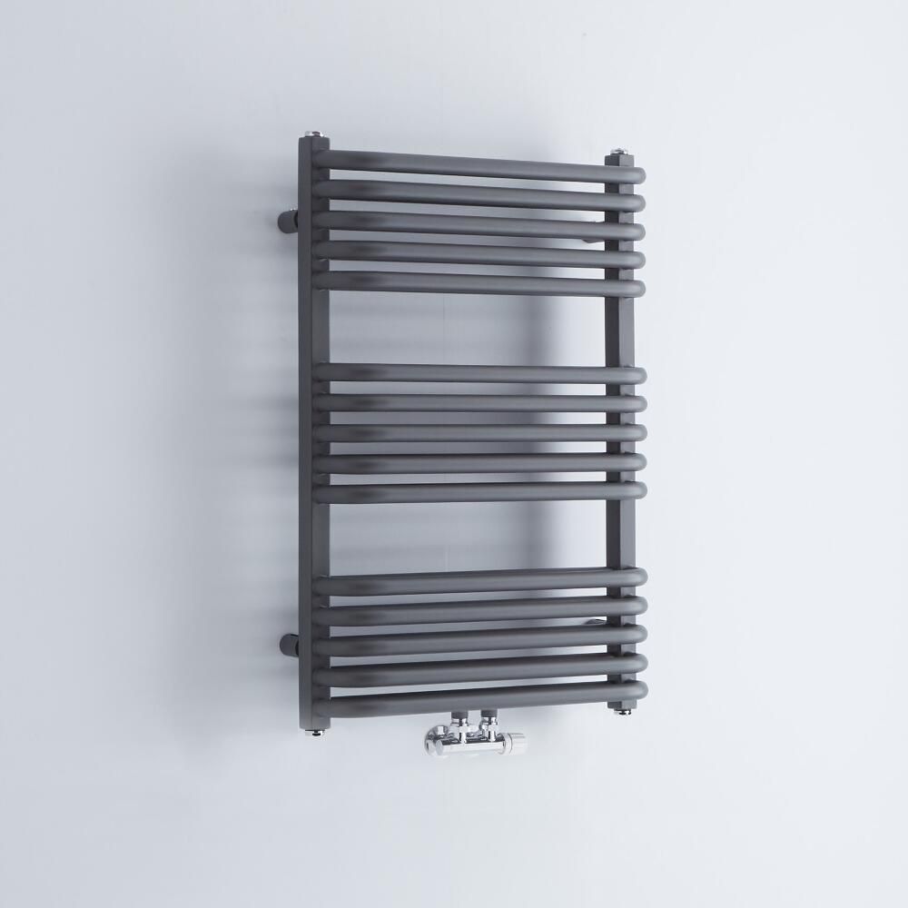 Milano Bow - Anthracite D Bar Heated Towel Rail 736mm x 500mm