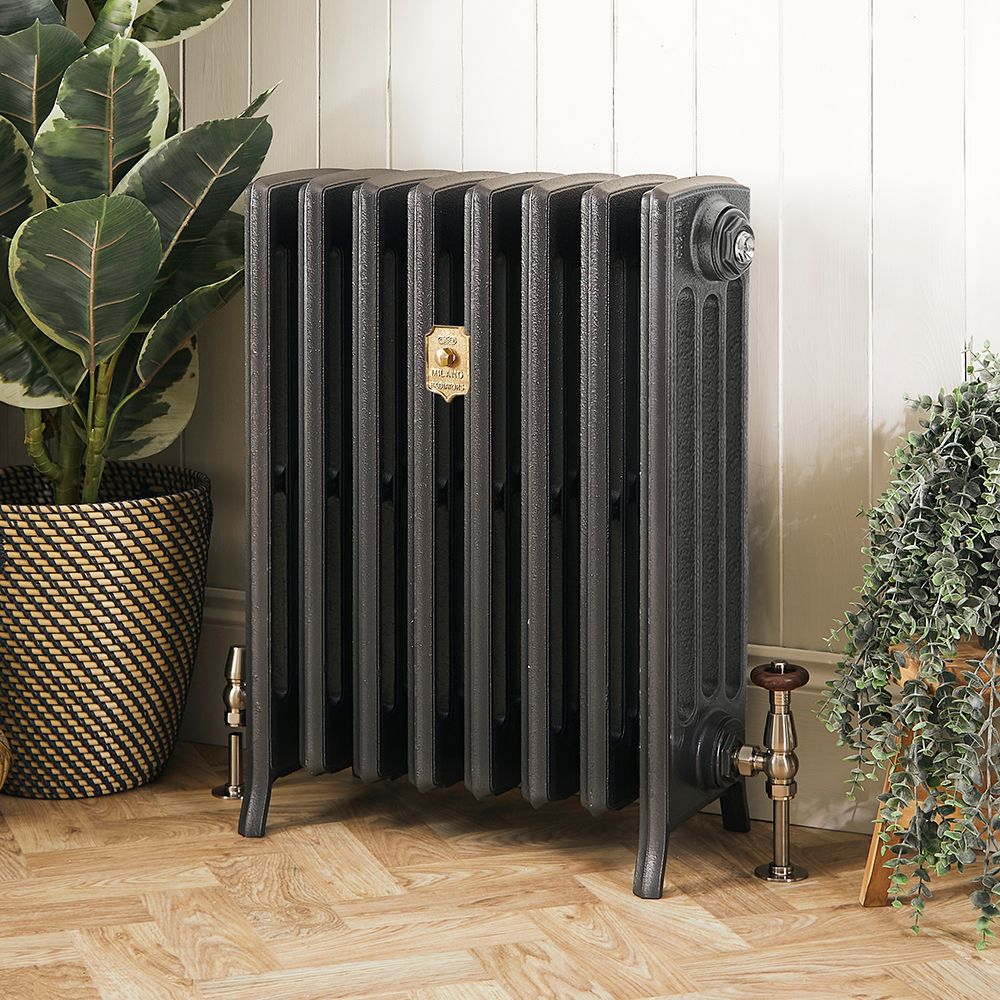 Milano Isabel - 4 Column Cast Iron Radiator - 660mm Tall - Antique Silver - Multiple Sizes Available