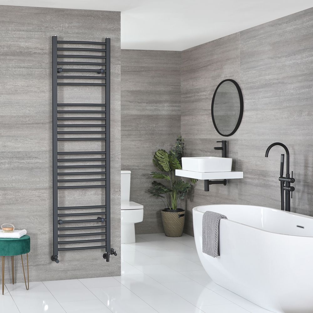 Milano Artle - Anthracite Dual Fuel Curved Heated Towel Rail 1800mm x 500mm