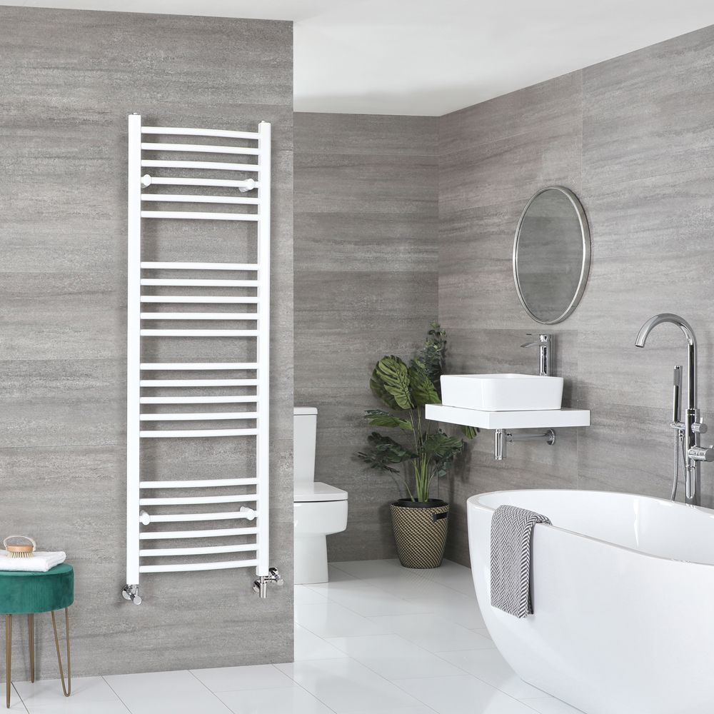 Milano Ive Dual Fuel - Curved White Heated Towel Rail - Choice of Size