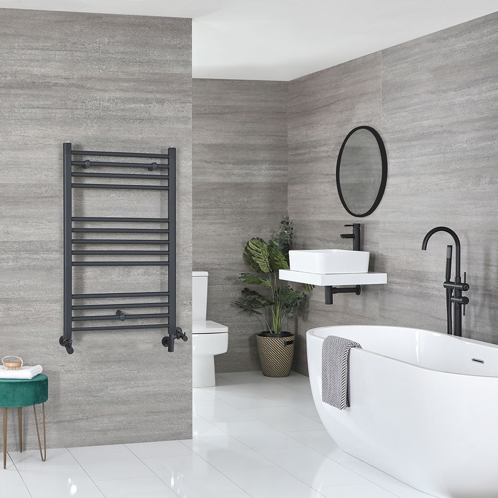 Milano Artle - Anthracite Dual Fuel Straight Heated Towel Rail 1000mm x 600mm