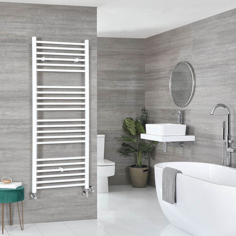 Milano Ive Dual Fuel - Straight White Heated Towel Rail - Choice of Size