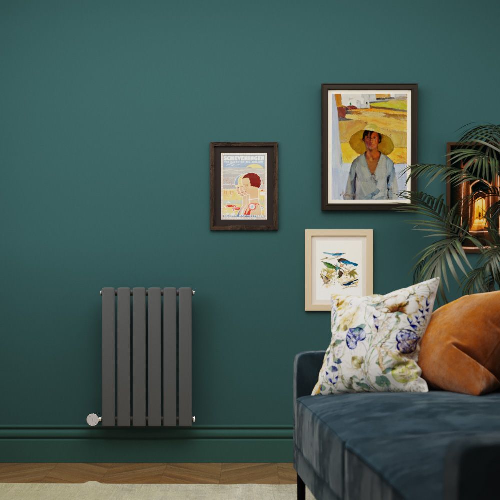 Milano Alpha Electric - Anthracite Horizontal Designer Radiator - 635mm x 420mm (Single Panel) - with Bluetooth Thermostatic Heating Element