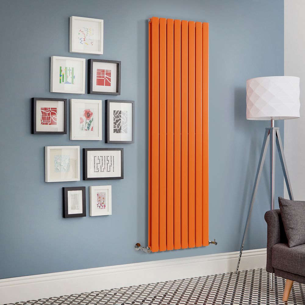 Milano Alpha - Sunset Orange Vertical Designer Radiator (Double Panel) - 1780mm Tall - Choice Of Width