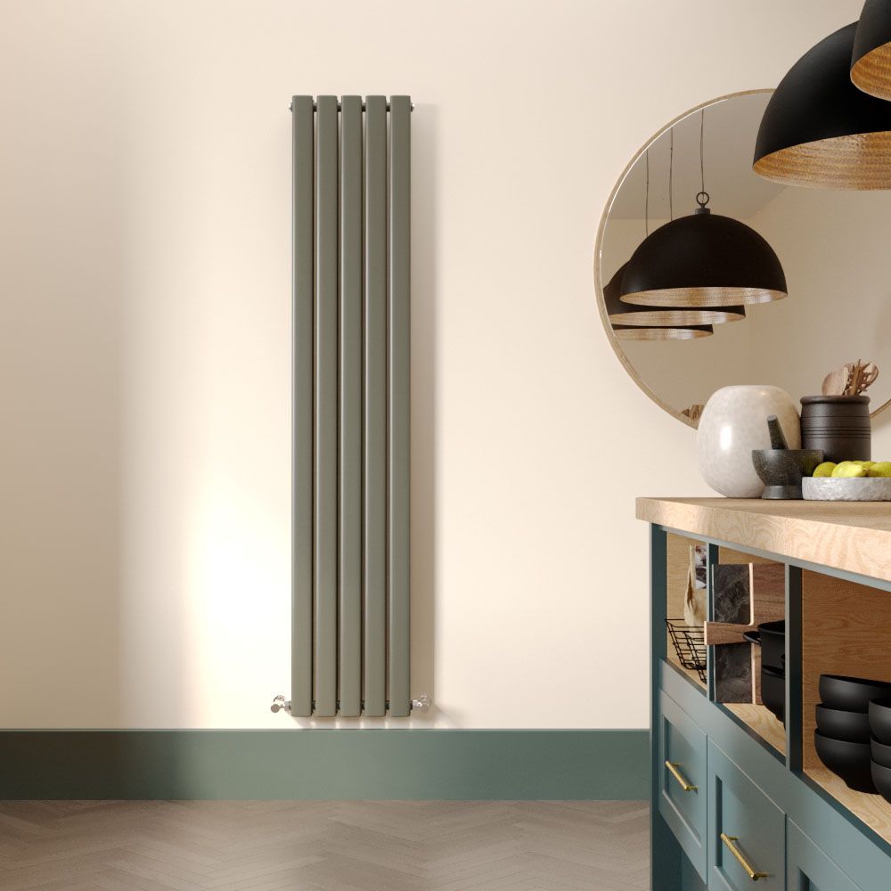 Milano Alpha - Sage Leaf Green Vertical Designer Radiator (Double Panel) - 1780mm Tall - Choice Of Width