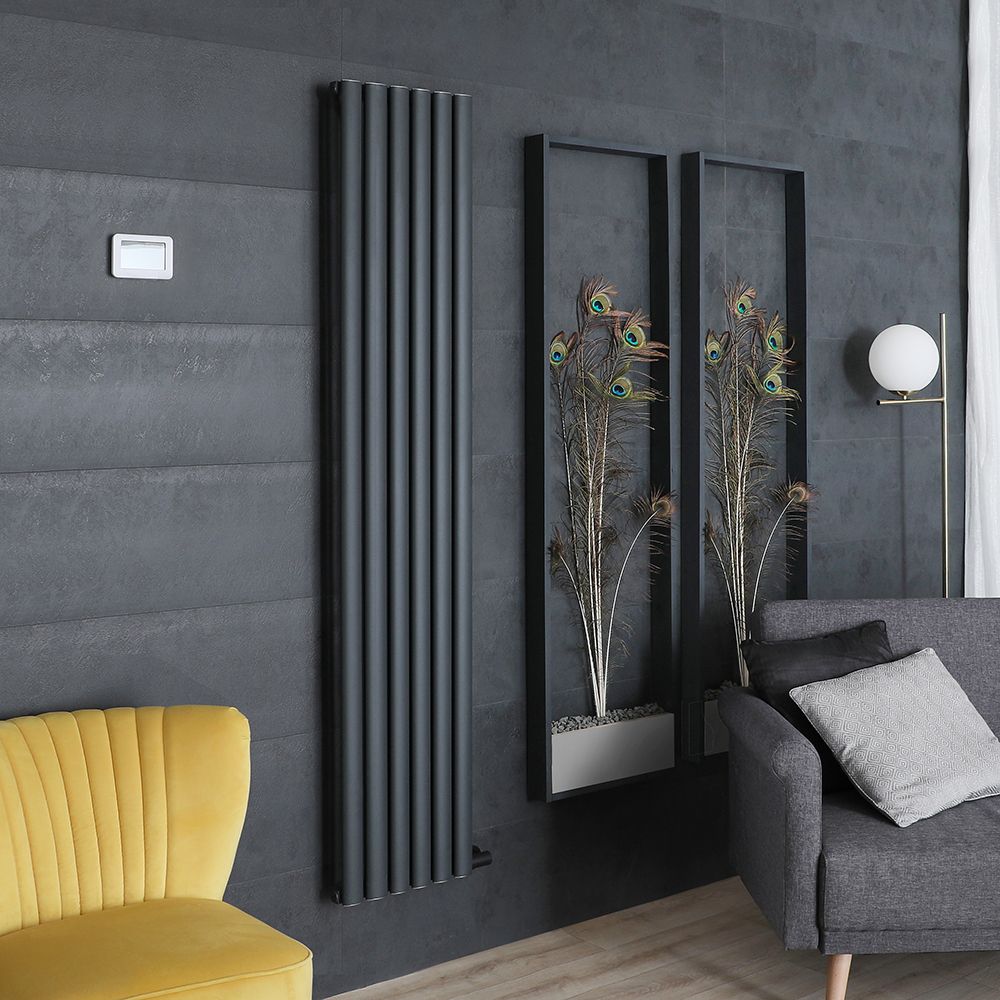 Milano Aruba Ardus - Anthracite Dry Heat 900W Vertical Electric Designer Radiator - 1784mm x 354mm - Choice of Wi-Fi Thermostat