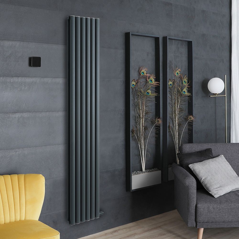 Milano Aruba Ardus - Anthracite Dry Heat Vertical Electric Designer Radiator - 1784mm x 354mm (Double Panel) - Choice of Wi-Fi Thermostat
