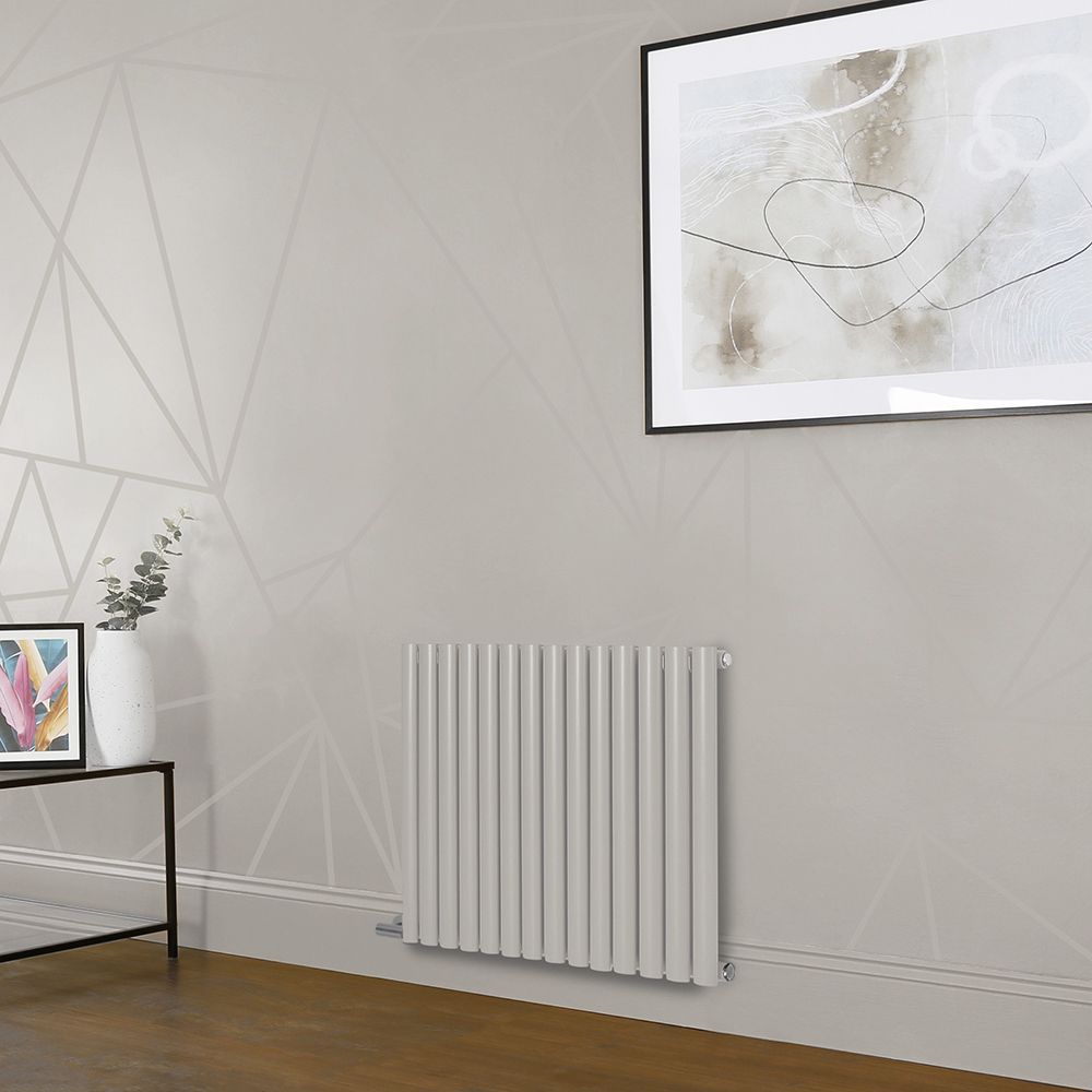 Milano Aruba Electric - Pearl White Horizontal Designer Radiator - 635mm Tall - Choice of Size, Thermostat and Cable Cover