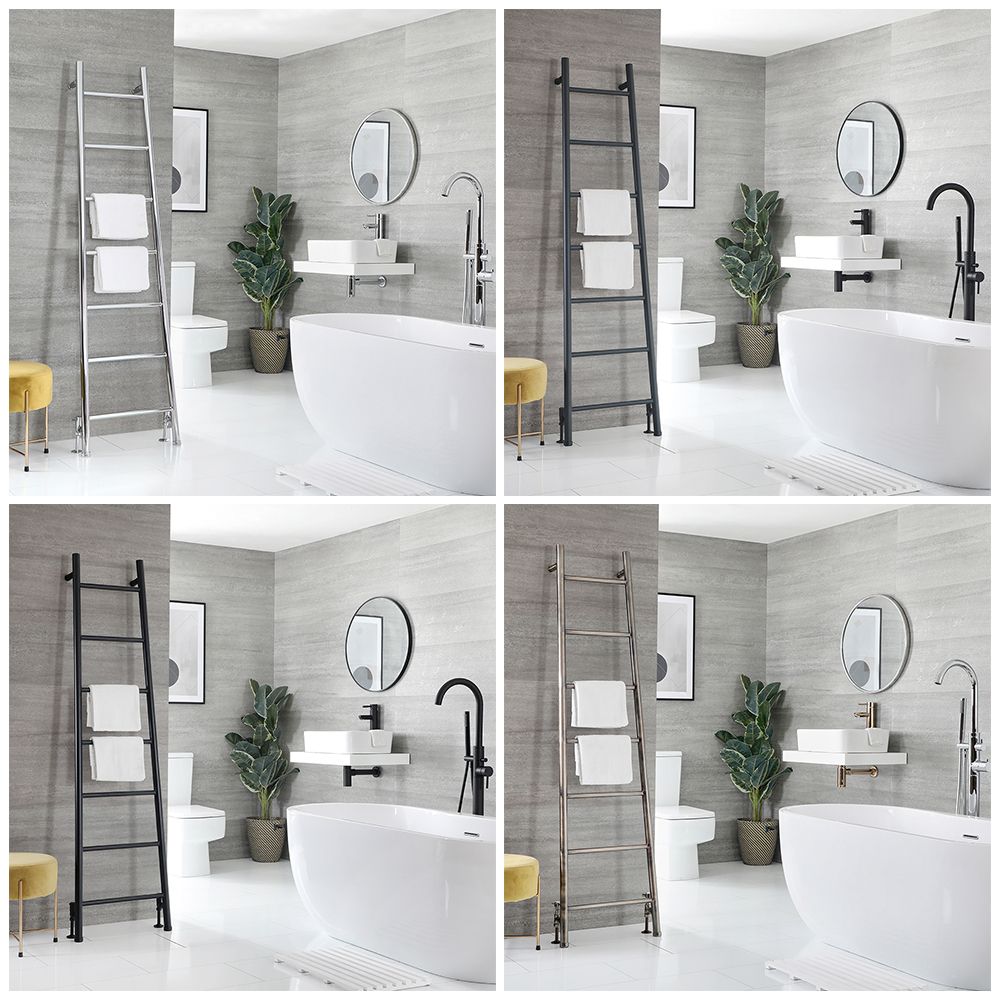 Milano Indus - Floor-Standing Ladder Heated Towel Rail 1800mm x 500mm - Choice of Finish