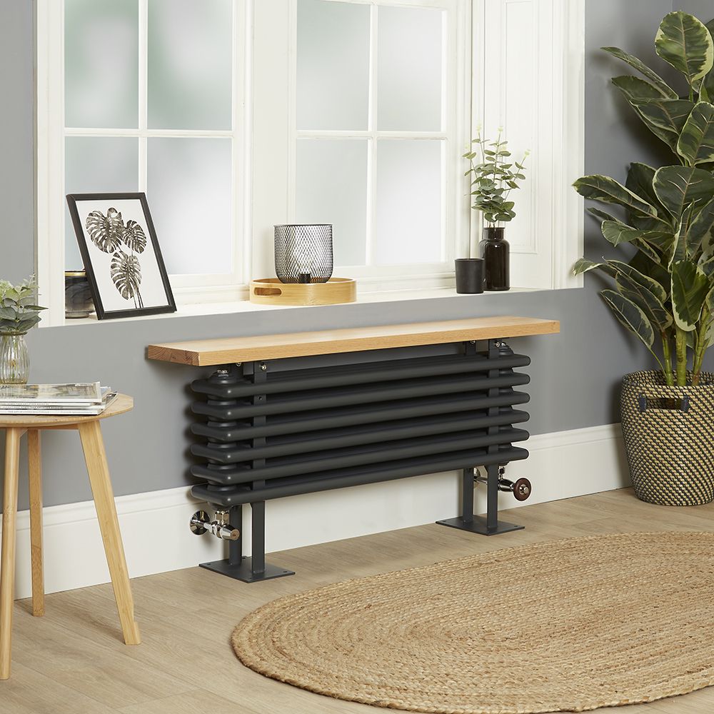 Milano Windsor - Horizontal Anthracite Traditional Cast Iron Style Column Bench Radiator - Choice of Size