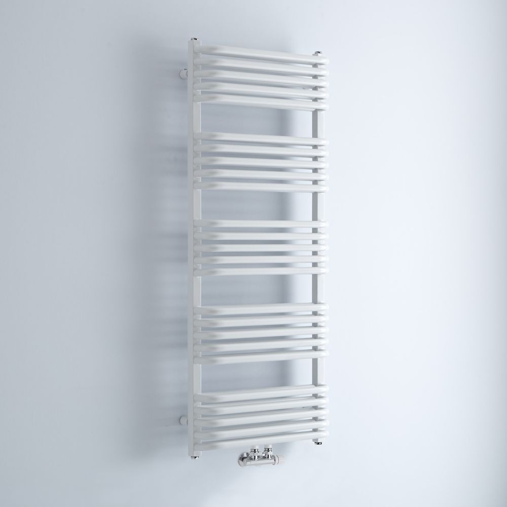 Milano Bow - White D Bar Heated Towel Rail 1269mm x 500mm